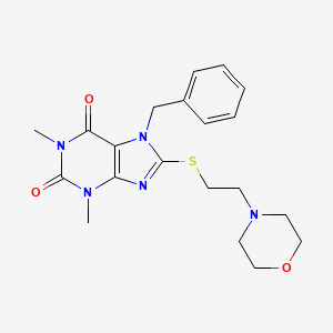 molecular formula C20H25N5O3S B2514399 7-benzyl-1,3-dimethyl-8-((2-morpholinoethyl)thio)-1H-purine-2,6(3H,7H)-dione CAS No. 460735-14-2