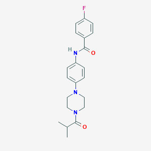 molecular formula C21H24FN3O2 B251440 4-fluoro-N-[4-(4-isobutyryl-1-piperazinyl)phenyl]benzamide 