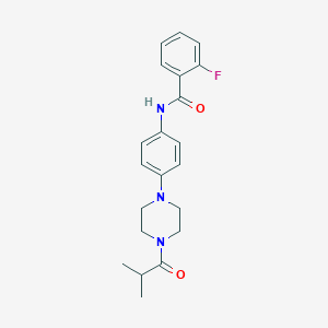 molecular formula C21H24FN3O2 B251441 2-fluoro-N-[4-(4-isobutyryl-1-piperazinyl)phenyl]benzamide 