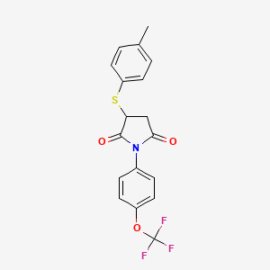molecular formula C18H14F3NO3S B2514413 3-(4-甲苯硫基)-1-[4-(三氟甲氧基)苯基]氮杂环戊烷-2,5-二酮 CAS No. 306732-49-0