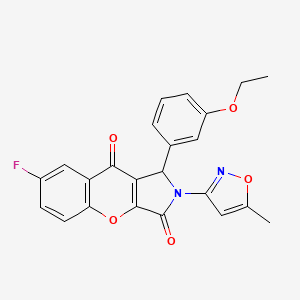 molecular formula C23H17FN2O5 B2514422 1-(3-乙氧苯基)-7-氟-2-(5-甲基异恶唑-3-基)-1,2-二氢苯并[2,3-c]吡咯-3,9-二酮 CAS No. 874396-12-0