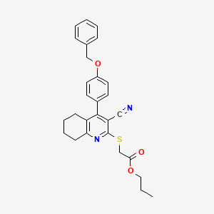 molecular formula C28H28N2O3S B2514423 2-[[3-氰基-4-(4-苯甲氧基苯基)-5,6,7,8-四氢喹啉-2-基]硫代]丙酸甲酯 CAS No. 391228-39-0