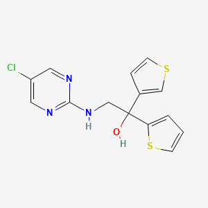 B2514424 2-[(5-Chloropyrimidin-2-yl)amino]-1-thiophen-2-yl-1-thiophen-3-ylethanol CAS No. 2379978-01-3