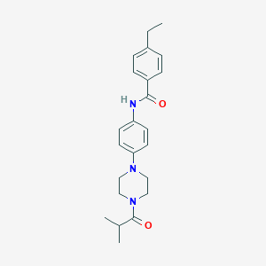 molecular formula C23H29N3O2 B251444 4-ethyl-N-[4-(4-isobutyryl-1-piperazinyl)phenyl]benzamide 