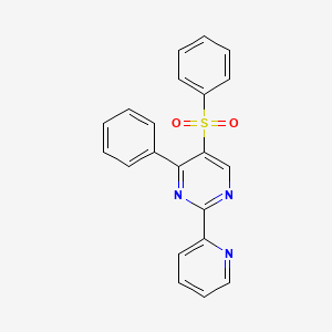 molecular formula C21H15N3O2S B2514452 苯基-4-苯基-2-(2-吡啶基)-5-嘧啶基砜 CAS No. 339108-07-5
