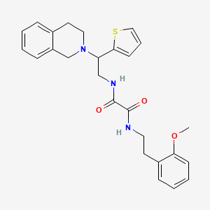 molecular formula C26H29N3O3S B2514457 N1-(2-(3,4-dihydroisoquinolin-2(1H)-yl)-2-(thiophen-2-yl)ethyl)-N2-(2-methoxyphenethyl)oxalamide CAS No. 898407-97-1