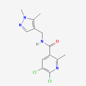 molecular formula C13H14Cl2N4O B2514463 5,6-dichloro-N-[(1,5-dimethyl-1H-pyrazol-4-yl)methyl]-2-methylpyridine-3-carboxamide CAS No. 2094342-80-8