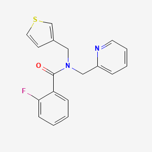2-fluoro-N-(pyridin-2-ylmethyl)-N-(thiophen-3-ylmethyl)benzamide