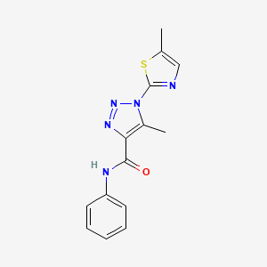 molecular formula C14H13N5OS B2514469 5-methyl-1-(5-methylthiazol-2-yl)-N-phenyl-1H-1,2,3-triazole-4-carboxamide CAS No. 1251542-93-4