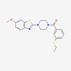 molecular formula C21H23N3O2S2 B2514471 （3-(乙硫基)苯基)（4-(6-甲氧基苯并[d]噻唑-2-基)哌嗪-1-基)甲酮 CAS No. 886915-15-7