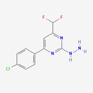 molecular formula C11H9ClF2N4 B2514474 4-(4-Chlorophenyl)-6-(difluoromethyl)-2-hydrazinylpyrimidine CAS No. 861408-89-1