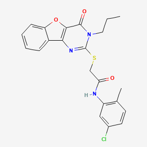 molecular formula C22H20ClN3O3S B2514476 N-(5-chloro-2-methylphenyl)-2-[(4-oxo-3-propyl-3,4-dihydro[1]benzofuro[3,2-d]pyrimidin-2-yl)sulfanyl]acetamide CAS No. 899961-57-0