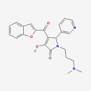 molecular formula C23H23N3O4 B2514477 4-(benzofuran-2-carbonyl)-1-(3-(dimethylamino)propyl)-3-hydroxy-5-(pyridin-3-yl)-1H-pyrrol-2(5H)-one CAS No. 618363-87-4
