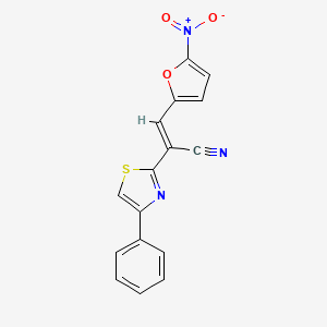 molecular formula C16H9N3O3S B2514478 (E)-3-(5-nitrofuran-2-yl)-2-(4-phenylthiazol-2-yl)acrylonitrile CAS No. 303786-02-9