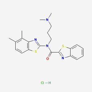 molecular formula C22H25ClN4OS2 B2514486 N-(3-(dimethylamino)propyl)-N-(4,5-dimethylbenzo[d]thiazol-2-yl)benzo[d]thiazole-2-carboxamide hydrochloride CAS No. 1052531-32-4