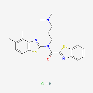 molecular formula C22H25ClN4OS2 B2514486 N-(4,5-DIMETHYL-1,3-BENZOTHIAZOL-2-YL)-N-[3-(DIMETHYLAMINO)PROPYL]-1,3-BENZOTHIAZOLE-2-CARBOXAMIDE HYDROCHLORIDE CAS No. 1052531-32-4