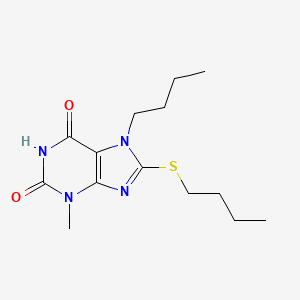 molecular formula C14H22N4O2S B2514488 7-butyl-8-(butylsulfanyl)-3-methyl-3,7-dihydro-1H-purine-2,6-dione CAS No. 303067-58-5