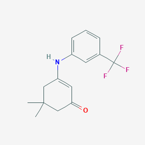 molecular formula C15H16F3NO B2514489 5,5-Dimethyl-3-{[3-(trifluoromethyl)phenyl]amino}cyclohex-2-en-1-one CAS No. 100445-52-1