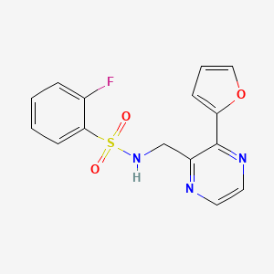 B2514496 2-fluoro-N-((3-(furan-2-yl)pyrazin-2-yl)methyl)benzenesulfonamide CAS No. 2034428-29-8