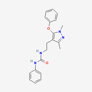 molecular formula C20H22N4O2 B2514510 N-[2-(1,3-二甲基-5-苯氧基-1H-吡唑-4-基)乙基]-N'-苯基脲 CAS No. 477711-47-0
