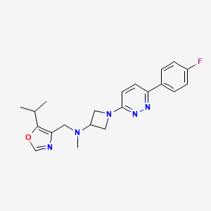 molecular formula C21H24FN5O B2514516 1-[6-(4-Fluorophenyl)pyridazin-3-yl]-N-methyl-N-[(5-propan-2-yl-1,3-oxazol-4-yl)methyl]azetidin-3-amine CAS No. 2415522-53-9