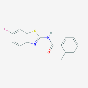 molecular formula C15H11FN2OS B251452 N-(6-fluoro-1,3-benzothiazol-2-yl)-2-methylbenzamide 