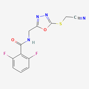 molecular formula C12H8F2N4O2S B2514520 N-[[5-(cyanomethylsulfanyl)-1,3,4-oxadiazol-2-yl]methyl]-2,6-difluorobenzamide CAS No. 921044-80-6
