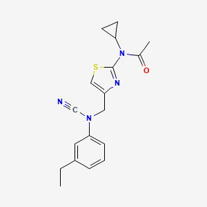 N-[4-[(N-Cyano-3-ethylanilino)methyl]-1,3-thiazol-2-yl]-N-cyclopropylacetamide
