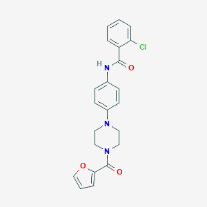 molecular formula C22H20ClN3O3 B251453 2-chloro-N-{4-[4-(2-furoyl)-1-piperazinyl]phenyl}benzamide 