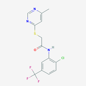 molecular formula C14H11ClF3N3OS B2514530 N-(2-氯-5-(三氟甲基)苯基)-2-((6-甲基嘧啶-4-基)硫代)乙酰胺 CAS No. 1251578-98-9