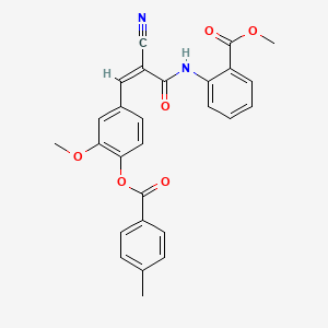 molecular formula C27H22N2O6 B2514548 Methyl 2-[[(Z)-2-cyano-3-[3-methoxy-4-(4-methylbenzoyl)oxyphenyl]prop-2-enoyl]amino]benzoate CAS No. 380476-81-3