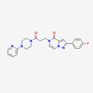 molecular formula C24H23FN6O2 B2514549 2-(4-fluorophenyl)-5-{3-oxo-3-[4-(pyridin-2-yl)piperazin-1-yl]propyl}pyrazolo[1,5-a]pyrazin-4(5H)-one CAS No. 1326855-06-4