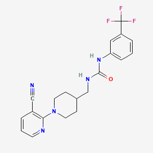 molecular formula C20H20F3N5O B2514552 1-((1-(3-Cyanopyridin-2-yl)piperidin-4-yl)methyl)-3-(3-(trifluoromethyl)phenyl)urea CAS No. 1797852-78-8
