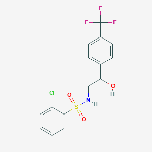 molecular formula C15H13ClF3NO3S B2514560 2-chloro-N-(2-hydroxy-2-(4-(trifluoromethyl)phenyl)ethyl)benzenesulfonamide CAS No. 1351608-09-7