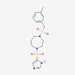 molecular formula C16H22N4O4S2 B2514562 1-((1H-imidazol-4-yl)sulfonyl)-4-((3-methylbenzyl)sulfonyl)-1,4-diazepane CAS No. 1903894-04-1
