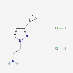molecular formula C8H15Cl2N3 B2514565 2-(3-cyclopropyl-1H-pyrazol-1-yl)ethan-1-amine dihydrochloride CAS No. 2138111-29-0