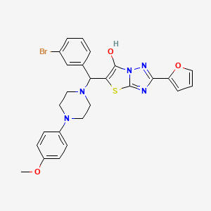 molecular formula C26H24BrN5O3S B2514568 5-((3-Bromophenyl)(4-(4-methoxyphenyl)piperazin-1-yl)methyl)-2-(furan-2-yl)thiazolo[3,2-b][1,2,4]triazol-6-ol CAS No. 887221-16-1