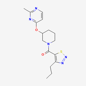 molecular formula C16H21N5O2S B2514569 (3-((2-Methylpyrimidin-4-yl)oxy)piperidin-1-yl)(4-propyl-1,2,3-thiadiazol-5-yl)methanone CAS No. 2034400-99-0