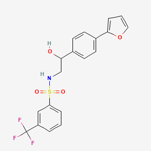 molecular formula C19H16F3NO4S B2514574 2-[4-(furan-2-yl)phenyl]-2-hydroxy-S-[3-(trifluoromethyl)phenyl]ethane-1-sulfonamido CAS No. 2097900-63-3