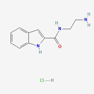 molecular formula C11H14ClN3O B2514578 N-(2-氨基乙基)-1H-吲哚-2-甲酰胺;盐酸盐 CAS No. 2230508-20-8