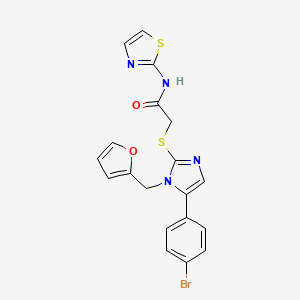 molecular formula C19H15BrN4O2S2 B2514584 2-((5-(4-bromophenyl)-1-(furan-2-ylmethyl)-1H-imidazol-2-yl)thio)-N-(thiazol-2-yl)acetamide CAS No. 1206997-57-0
