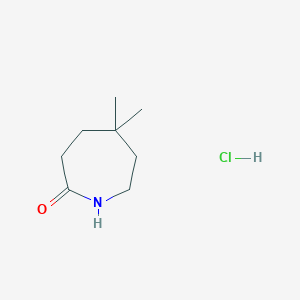 molecular formula C8H16ClNO B2514585 5,5-二甲基氮杂环庚烷-2-酮；盐酸盐 CAS No. 2470437-94-4