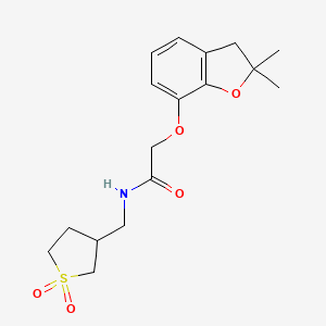 molecular formula C17H23NO5S B2514586 2-((2,2-dimethyl-2,3-dihydrobenzofuran-7-yl)oxy)-N-((1,1-dioxidotetrahydrothiophen-3-yl)methyl)acetamide CAS No. 1235327-28-2