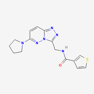 molecular formula C15H16N6OS B2514589 N-((6-(pyrrolidin-1-yl)-[1,2,4]triazolo[4,3-b]pyridazin-3-yl)methyl)thiophene-3-carboxamide CAS No. 2034600-24-1