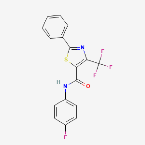 molecular formula C17H10F4N2OS B2514590 N-(4-fluorophenyl)-2-phenyl-4-(trifluoromethyl)-1,3-thiazole-5-carboxamide CAS No. 400080-74-2