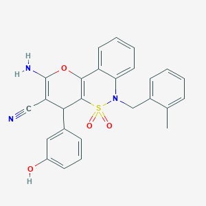 molecular formula C26H21N3O4S B2514594 2-氨基-4-(3-羟苯基)-6-(2-甲基苄基)-4,6-二氢吡喃并[3,2-c][2,1]苯并噻嗪-3-腈 5,5-二氧化物 CAS No. 893300-34-0