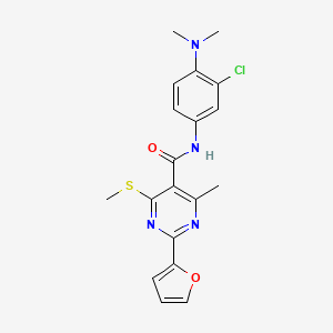 molecular formula C19H19ClN4O2S B2514600 N-[3-chloro-4-(dimethylamino)phenyl]-2-(furan-2-yl)-4-methyl-6-(methylsulfanyl)pyrimidine-5-carboxamide CAS No. 1376287-15-8