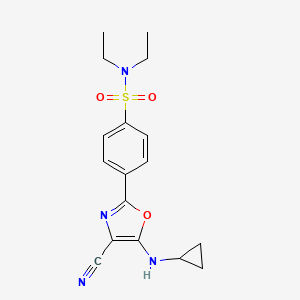 molecular formula C17H20N4O3S B2514601 4-(4-cyano-5-(cyclopropylamino)oxazol-2-yl)-N,N-diethylbenzenesulfonamide CAS No. 941266-37-1