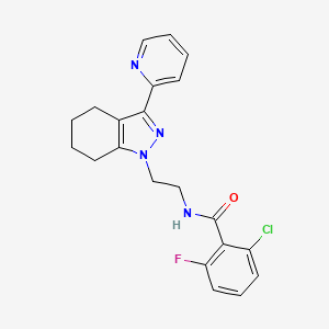 molecular formula C21H20ClFN4O B2514607 2-chloro-6-fluoro-N-(2-(3-(pyridin-2-yl)-4,5,6,7-tetrahydro-1H-indazol-1-yl)ethyl)benzamide CAS No. 1797715-67-3