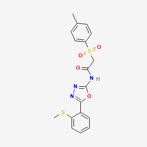 molecular formula C18H17N3O4S2 B2514609 N-(5-(2-(甲硫基)苯基)-1,3,4-恶二唑-2-基)-2-甲苯磺酰胺 CAS No. 886911-57-5